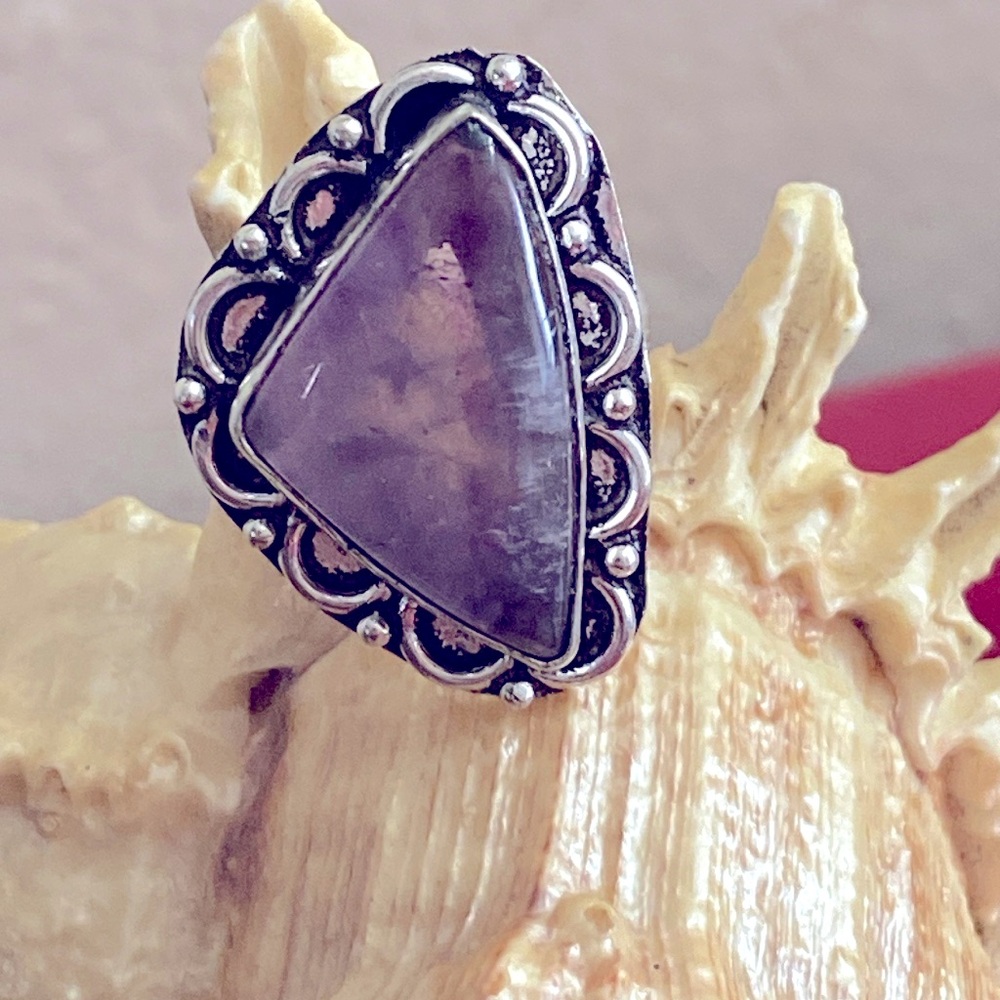 925 Sterling Silver & Amethyst Stone Ring SIZE 9